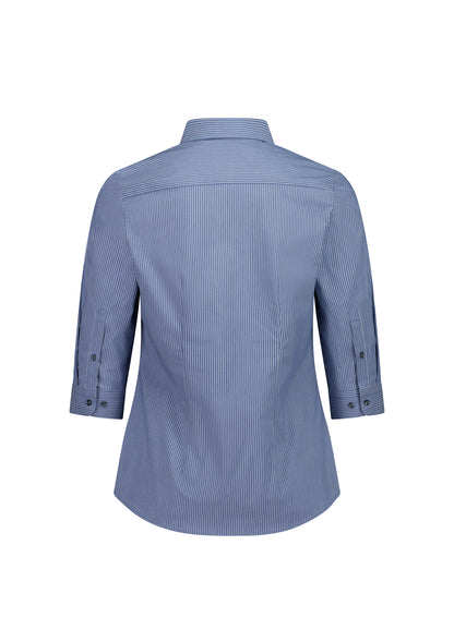 BizCollection S636W Womens Fitzroy 3/4 Sleeve Shirt - French Blue/White Stripe