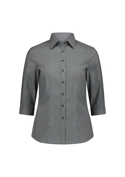 BizCollection S636W Womens Fitzroy 3/4 Sleeve Shirt - Slate/White Stripe
