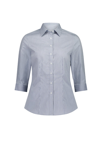 BizCollection S636W Womens Fitzroy 3/4 Sleeve Shirt - White/Navy Check