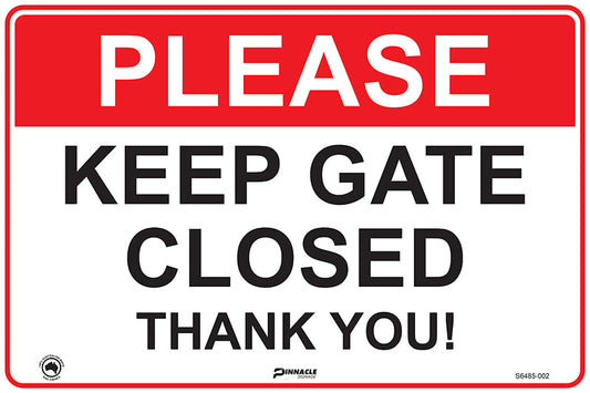 Max Global Products S6485 Please Keep Gate Closed Thank You Sign