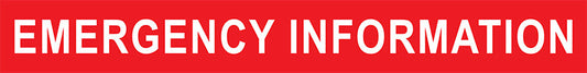 Max Global Products S7046 Emergency Information (White Text On Red) Sign