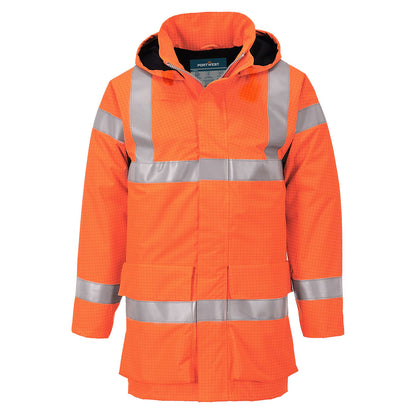 Portwest Bizflame Rain Hi-Vis Multi Light FR Jacket in Orange
