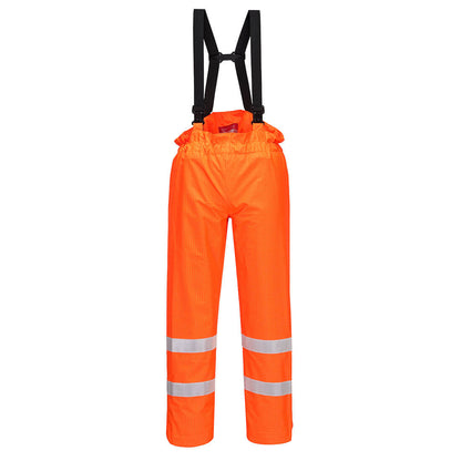 Portwest Bizflame Rain Hi-Vis Anti-Static Unlined FR Pants in Orange