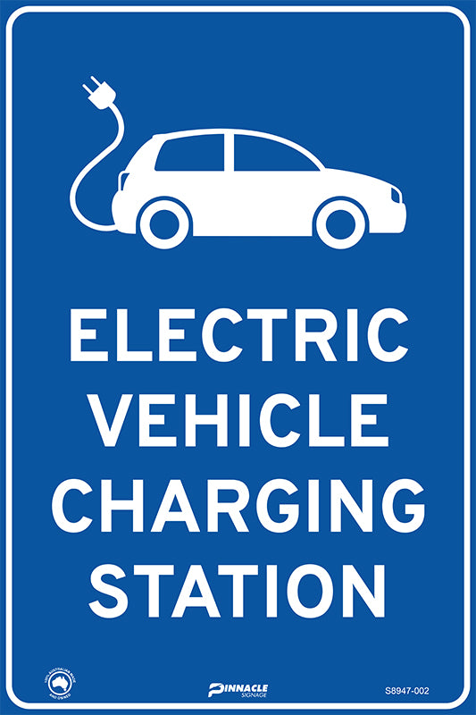 Max Global Products S8947 Electric Vehicle Charging Station (Blue/White) Sign