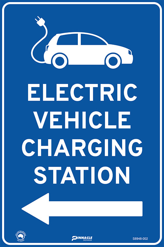 Max Global Products S8948 Electric Vehicle Charging Station Left (Blue/White) Sign