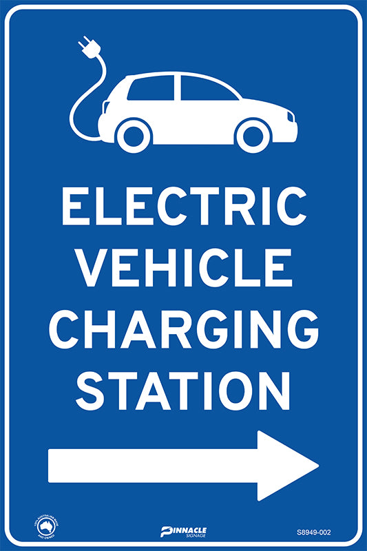 Max Global Products S8949 Electric Vehicle Charging Station Right (Blue/White) Sign