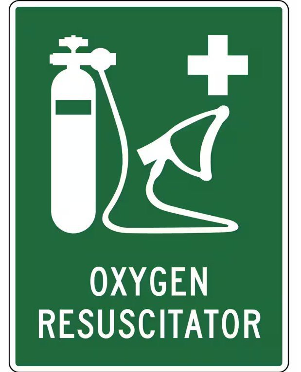 Max Global Products SB-UEOXRES3022P Oxygen Resuscitator Sign, Poly, 300 x 225mm