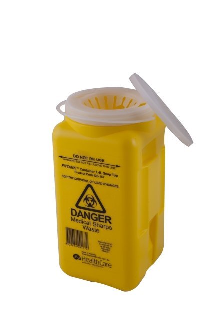 ASP HEALTHCARE SC14-FTM Sharps Container Fittank 1.4L Flip Top Modified