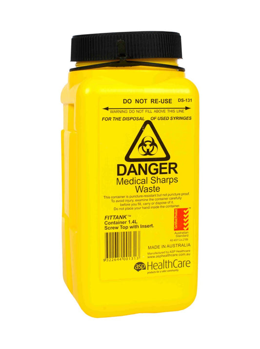 ASP HEALTHCARE SC14 Sharps Container Fittank 1.4L Screw Cap with Insert