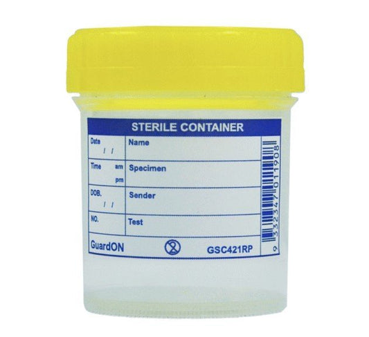 MUN GLOBAL SC70 Specimen Container Plastic Sterile Labelled 70mL