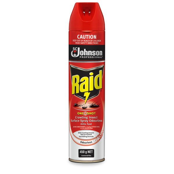 SC JOHNSON DEB SCJ688182 Raid One Shot Crawling Insect Killer Odourless 450g Red