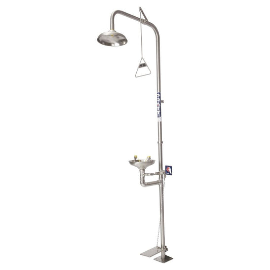 Pratt Safety Combination 304SS Shower With Eye Wash, Bowl And Foot Treadle