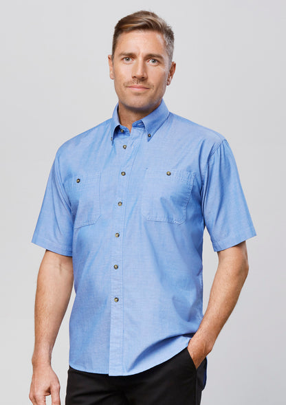 BizCollection SH113 Mens Chambray Short Sleeve Shirt