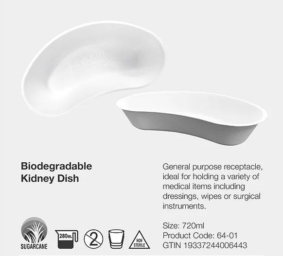 SMA INTERNATIONAL SMA-64-01 Kidney Tray Disposable Biodegradable Ecoaid 700mL