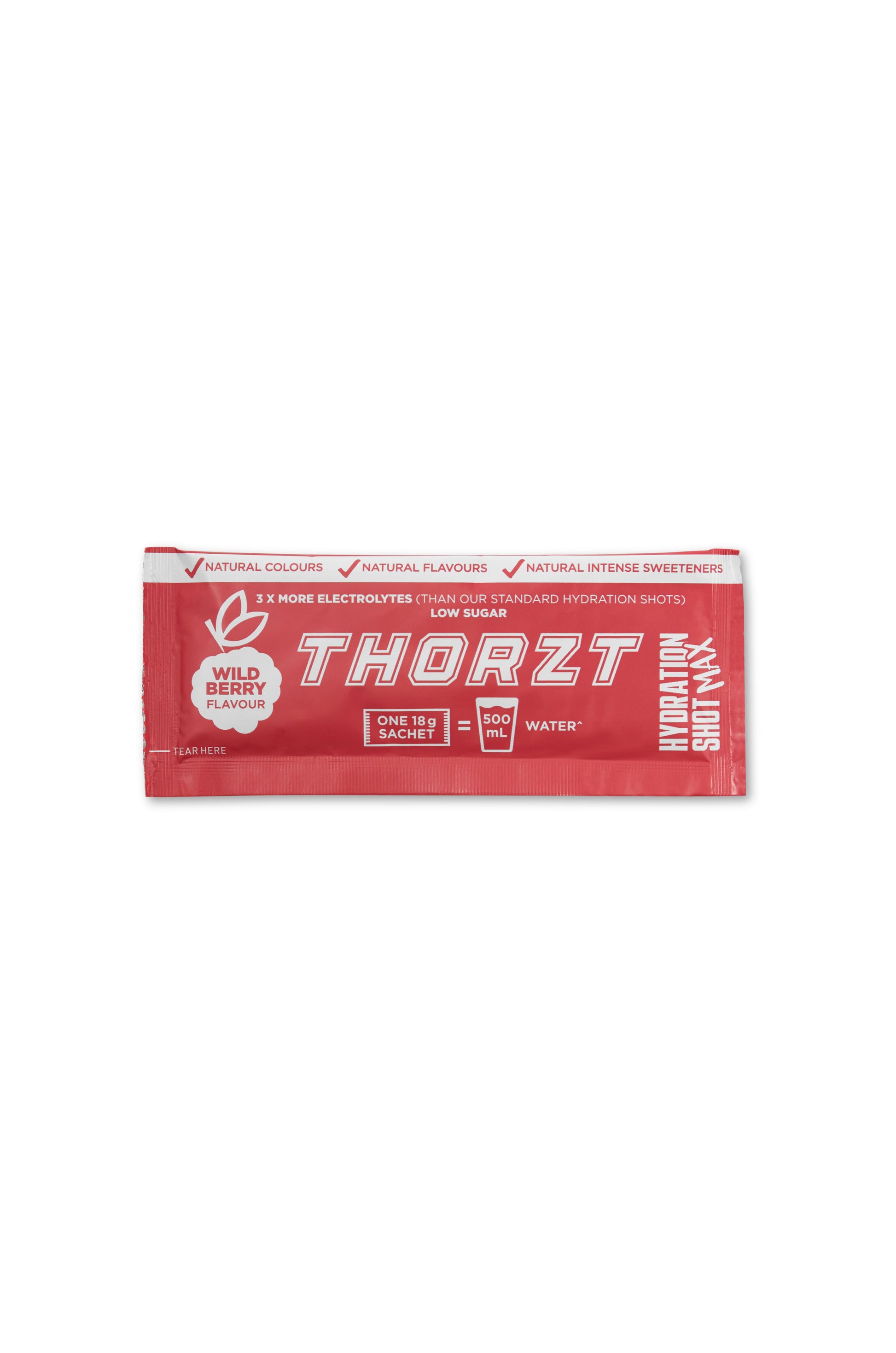 Thorzt High Electrolyte Low Sugar Hydration Shot Max Powders - Wild Berry