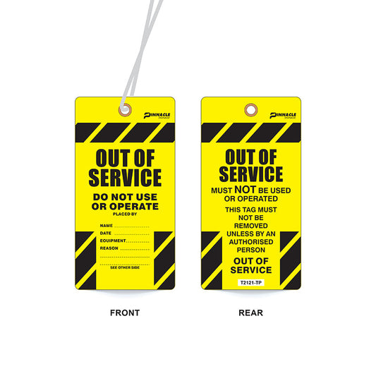 Max Global Products T2121 Out Of Service Tag, Water & Tear Proof, Eyelet & String, Pack/100 Sign