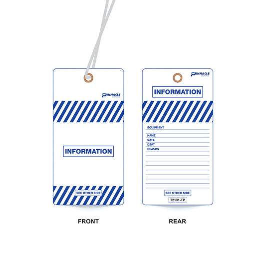 Max Global Products T2131 Information Tag, Water & Tear Proof, Eyelet & String, Pack/100 Sign