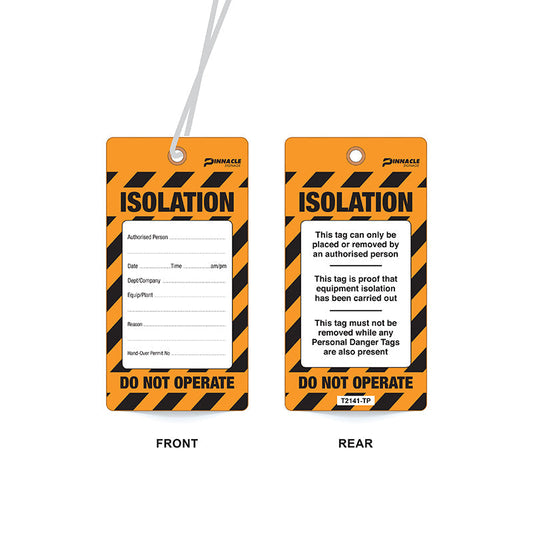 Max Global Products T2141 Isolation Do Not Operate Tag, Water & Tear Proof, Eyelet & String, Pack/100 Sign