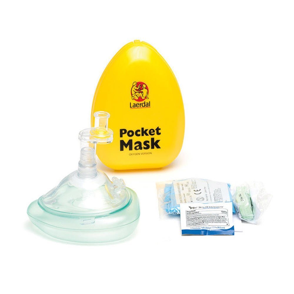 LAERDAL L83001133 Pocket Mask with Oxygen Inlet in Yellow Hard Case