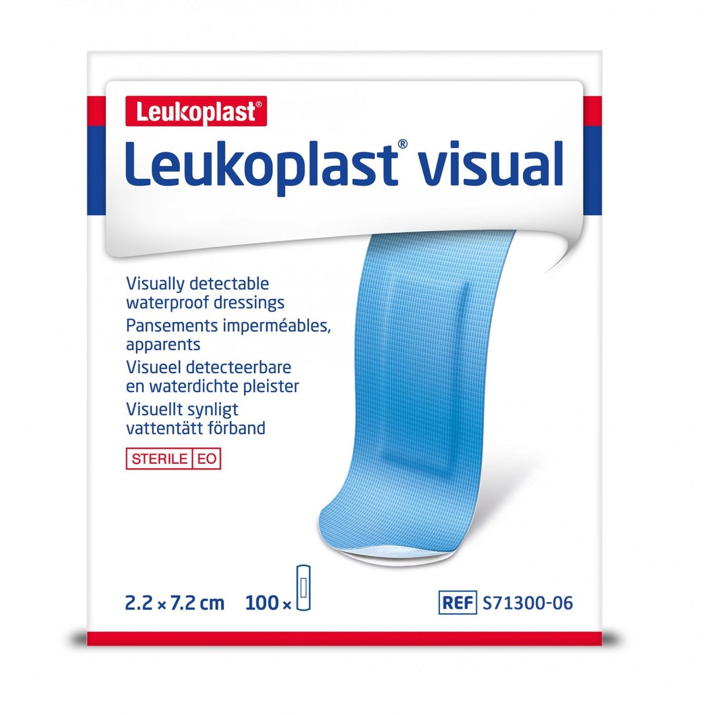 BSN MEDICAL S71300-06 Leukoplast Blue Visual Detectable Strips 7.2cm x 2.2cm Box of 100