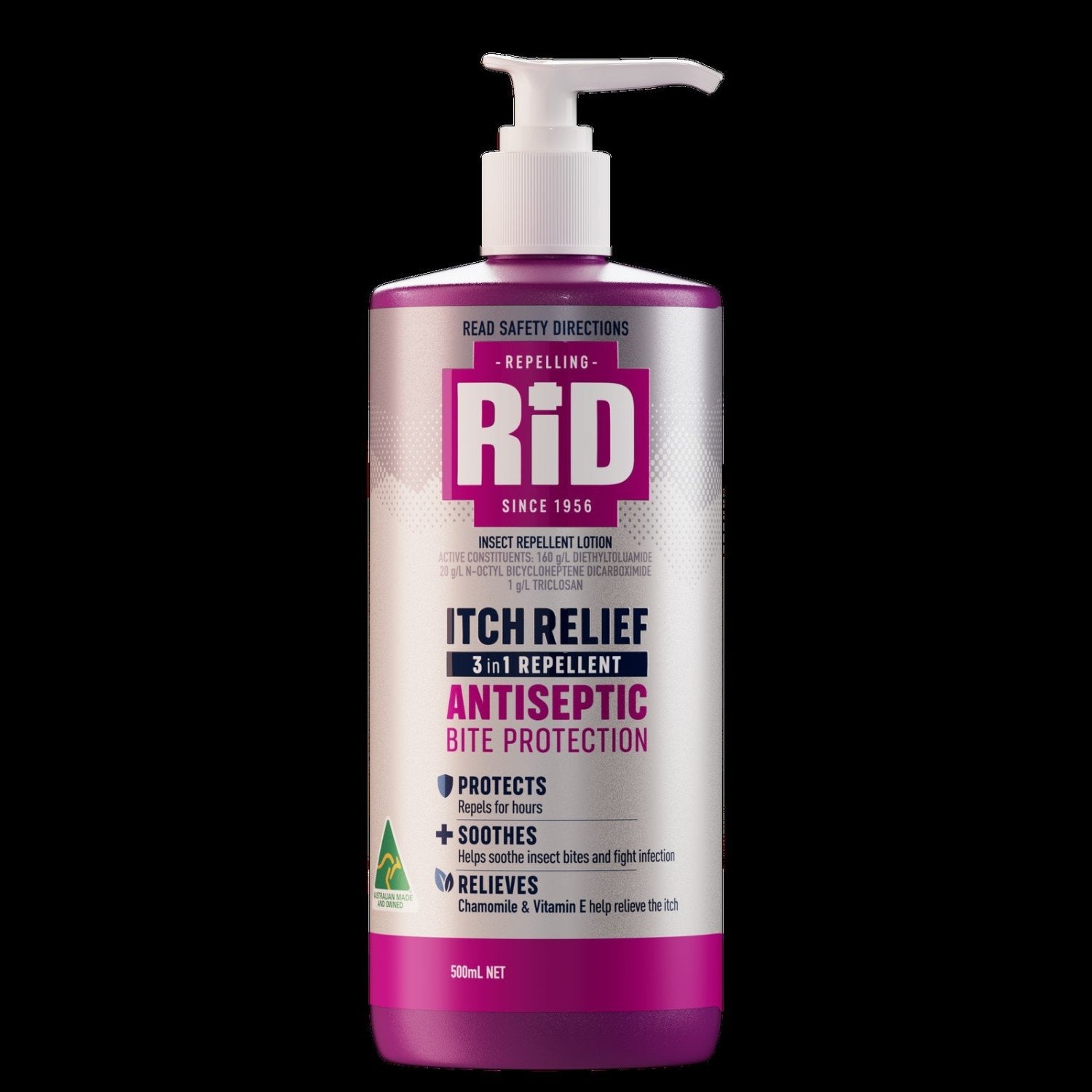 RID AUST RA210500 Rid Itch Relief 6-Hour Bite Protection Lotion Pump 500mL