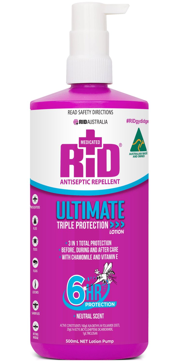 RID AUST RA177162 Rid Ultimate 6-Hour Antiseptic Repellent Lotion Pump 500mL