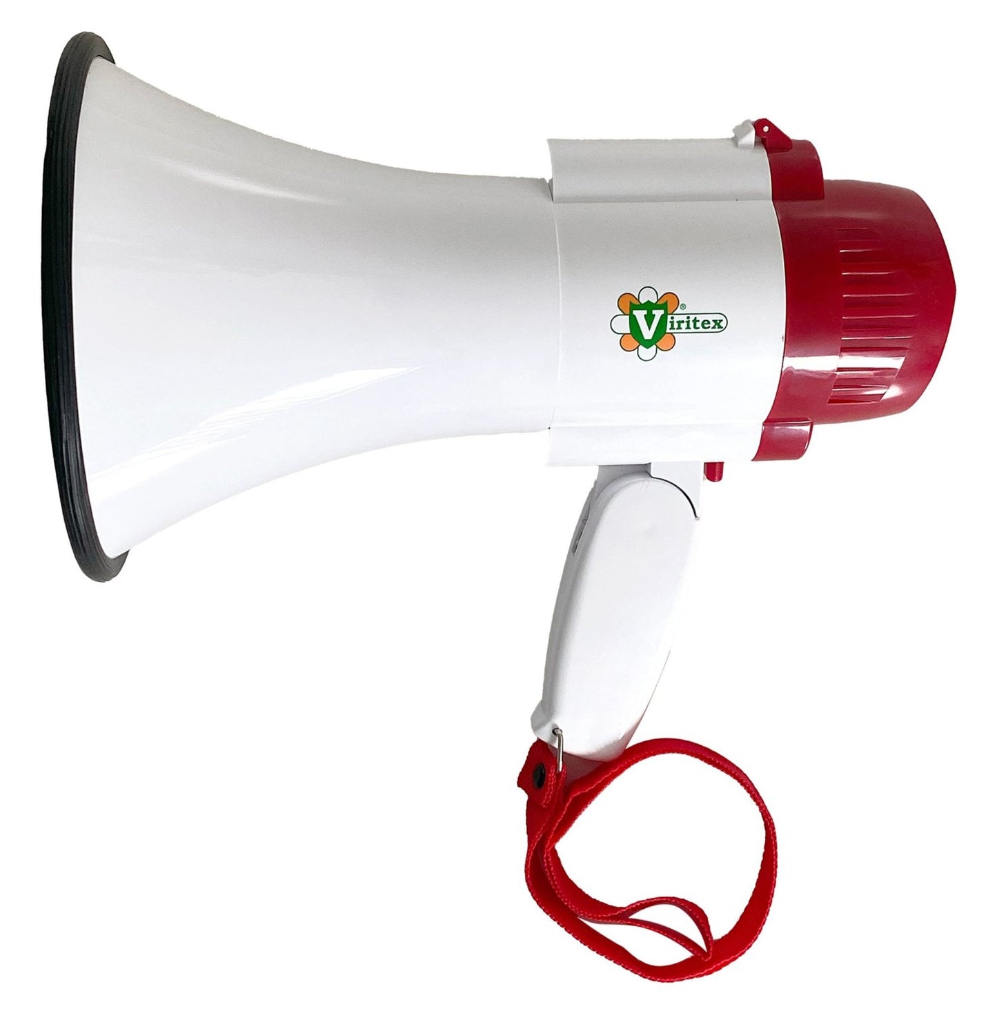 VIRITEX VX3158 Hand-Held Megaphone, 20W with Siren, White/Red