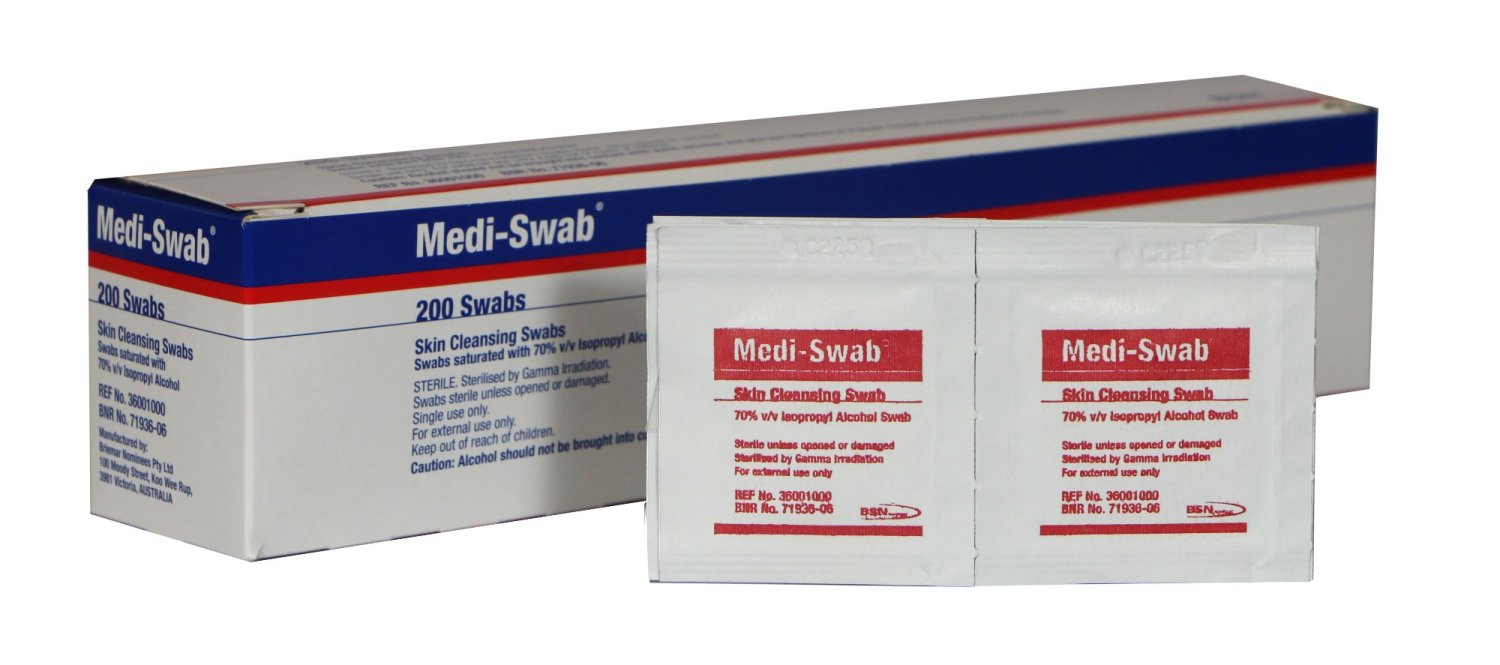 BSN MEDICAL AS200 Medi-Swab Alcohol Swabs 3cm x 3cm Box of 200