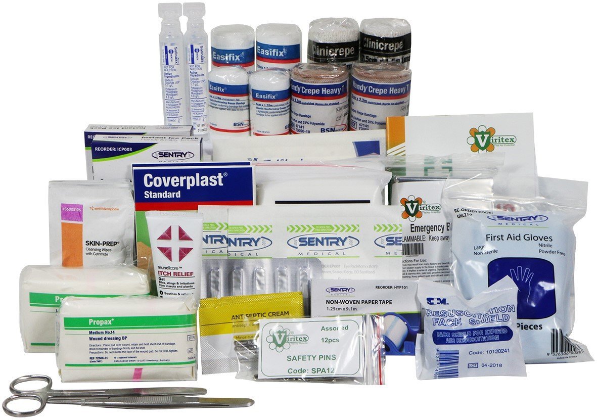 Max Global Products F3-TSA First Aid Kit - Complete Sports Team Kit in Portable Green Plastic Case