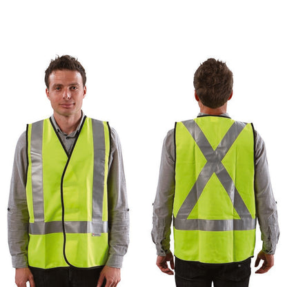 WORKIT Workwear Fluro Safety X Back Taped Vest: Day/Night Use
