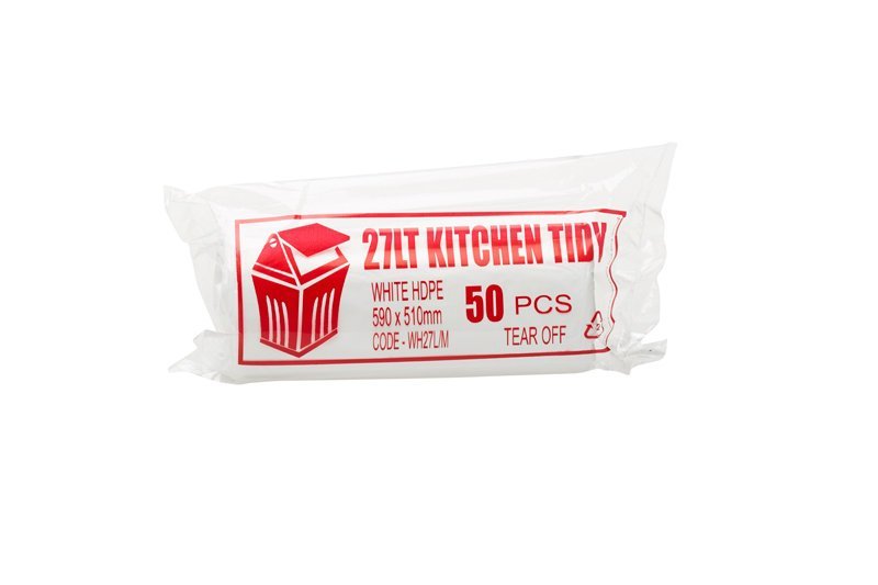 Max Global Products WH27LTM Bag Kitchen Tidy White 27L Medium 590 x 510mm Roll of 50