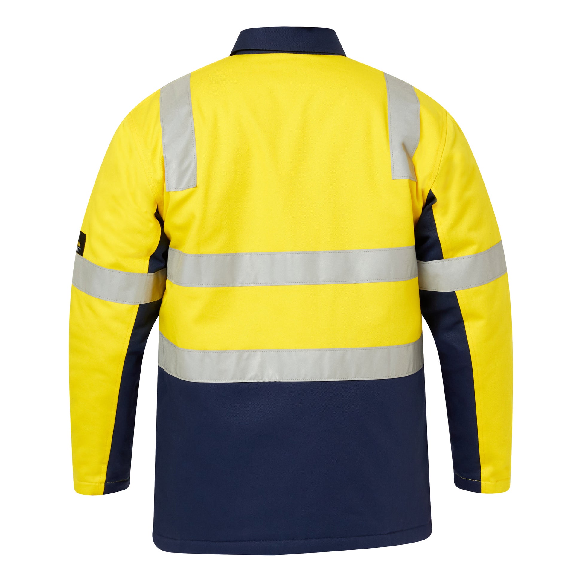 Workcraft WJ8019 Hi Vis Cotton Reflective Jacket in Yellow/Navy