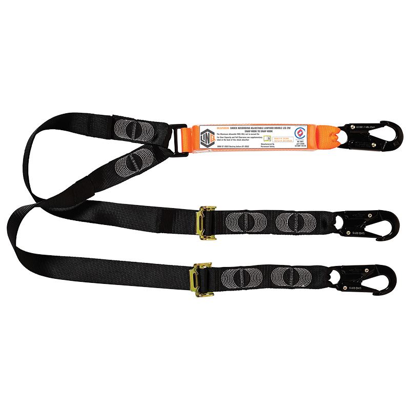 LINQ Height Safety Elite Double Leg Shock Absorbing 2M Adjustable Lanyard With Hardware SN X3