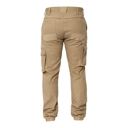 Workcraft WP4018 Mens Stretch Cargo Pants With Elasticised Cuffed Hem in Stone