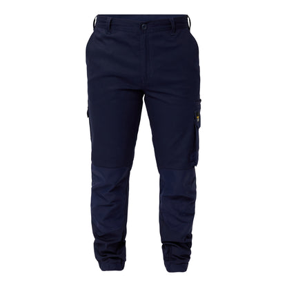 Workcraft WP4018 Mens Stretch Cargo Pants With Elasticised Cuffed Hem in Navy