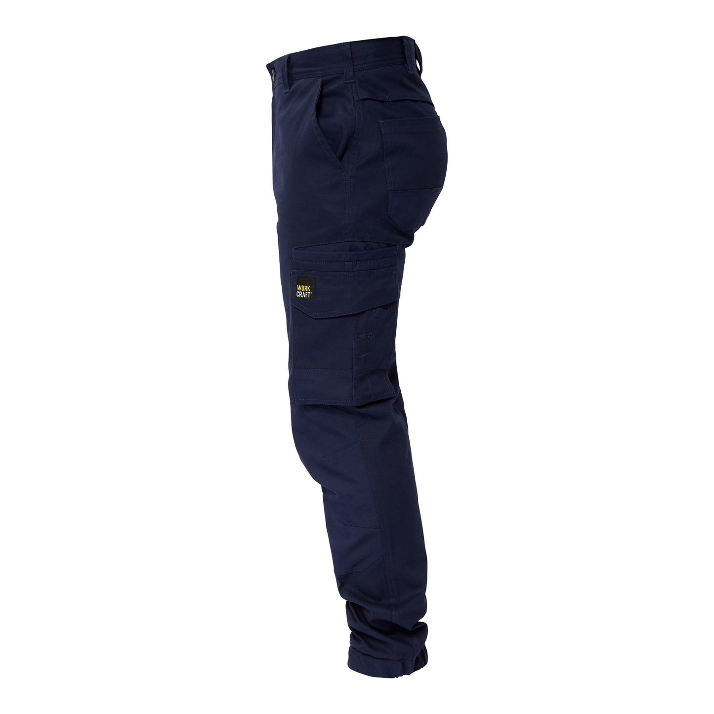 Workcraft WP4018 Mens Stretch Cargo Pants With Elasticised Cuffed Hem in Navy
