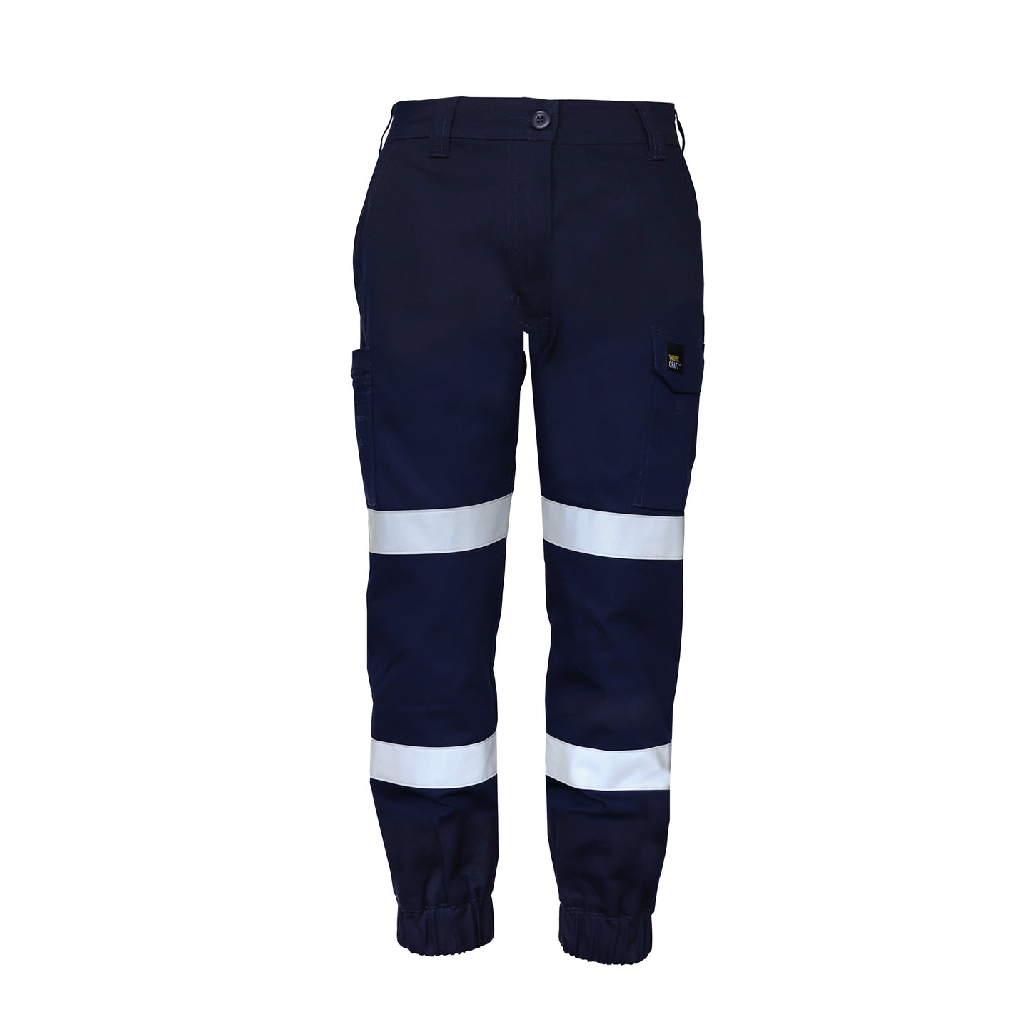 Workcraft WP4076 Mens Stretch Drill Cargo Pant-Tape & Cuffed Hem in Navy