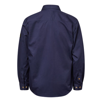 Workcraft WS3029 Mens Lightweight Long Sleeve Closed Front Cotton Drill Shirt in Navy