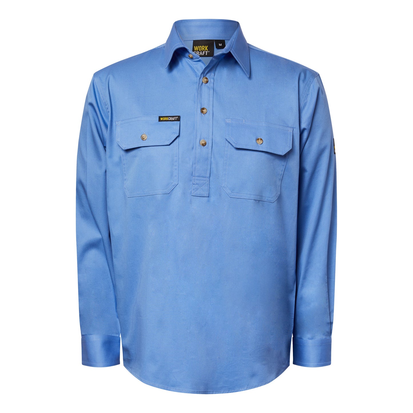 Workcraft WS3029 Mens Lightweight Long Sleeve Closed Front Cotton Drill Shirt in Regatta