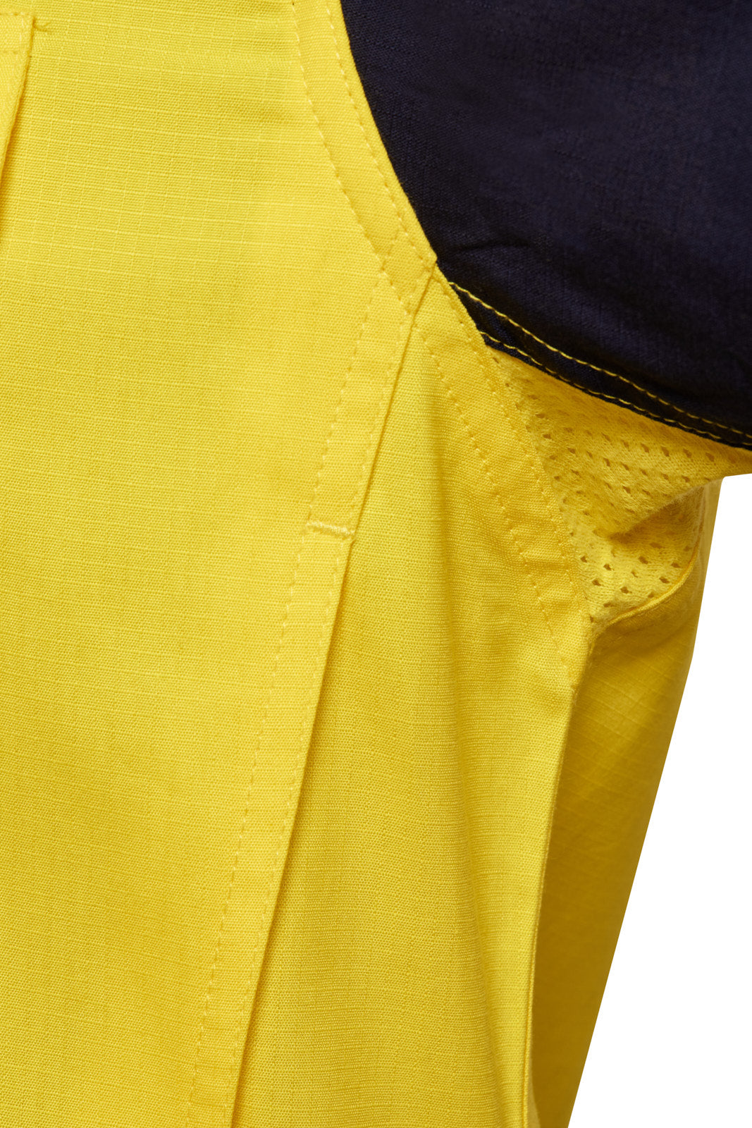 Workcraft WS6068 Mens Hi Vis Long Sleeve Vented Reflective Ripstop Shirt in Yellow/Navy
