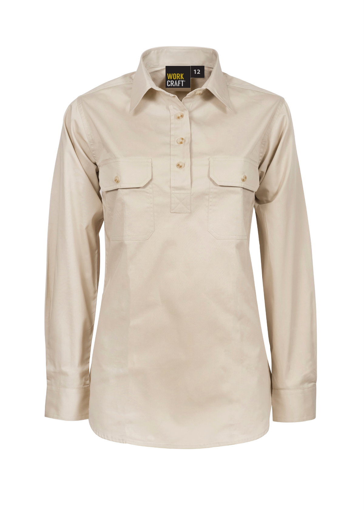 Workcraft WSL505 Ladies Lightweight Long Sleeve Closed Front Cotton Drill Shirt in Cream