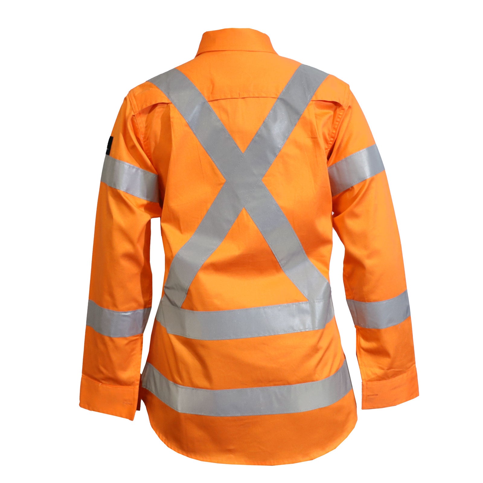 Workcraft WSL509 Ladies Lightweight Hi Vis Long Sleeve Vented Reflective Shirt With X Pattern-NSW Rail Compliant in Safety Orange