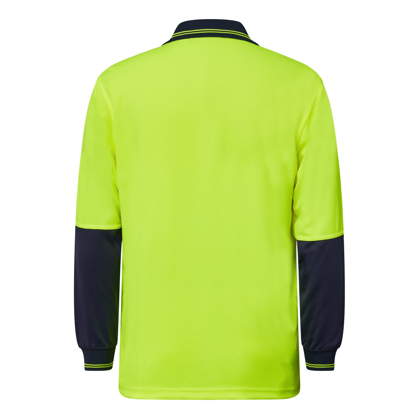 Workcraft WSP202 Hi Vis Long Sleeve Micromesh Polo With Pocket in Yellow/Navy