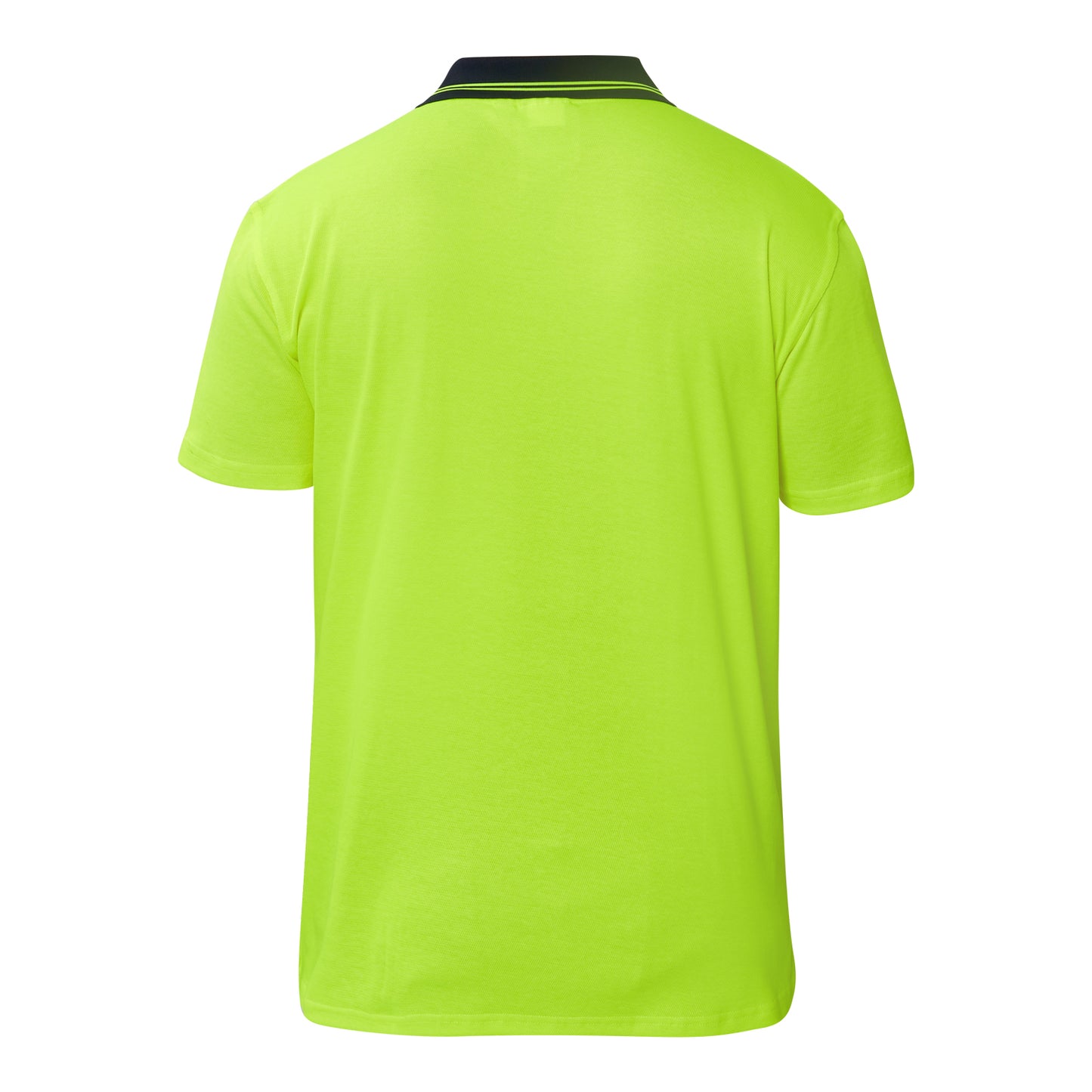 Workcraft WSP401 Hi Vis Short Sleeve Cotton Back Polo With Pocket in Yellow/Navy
