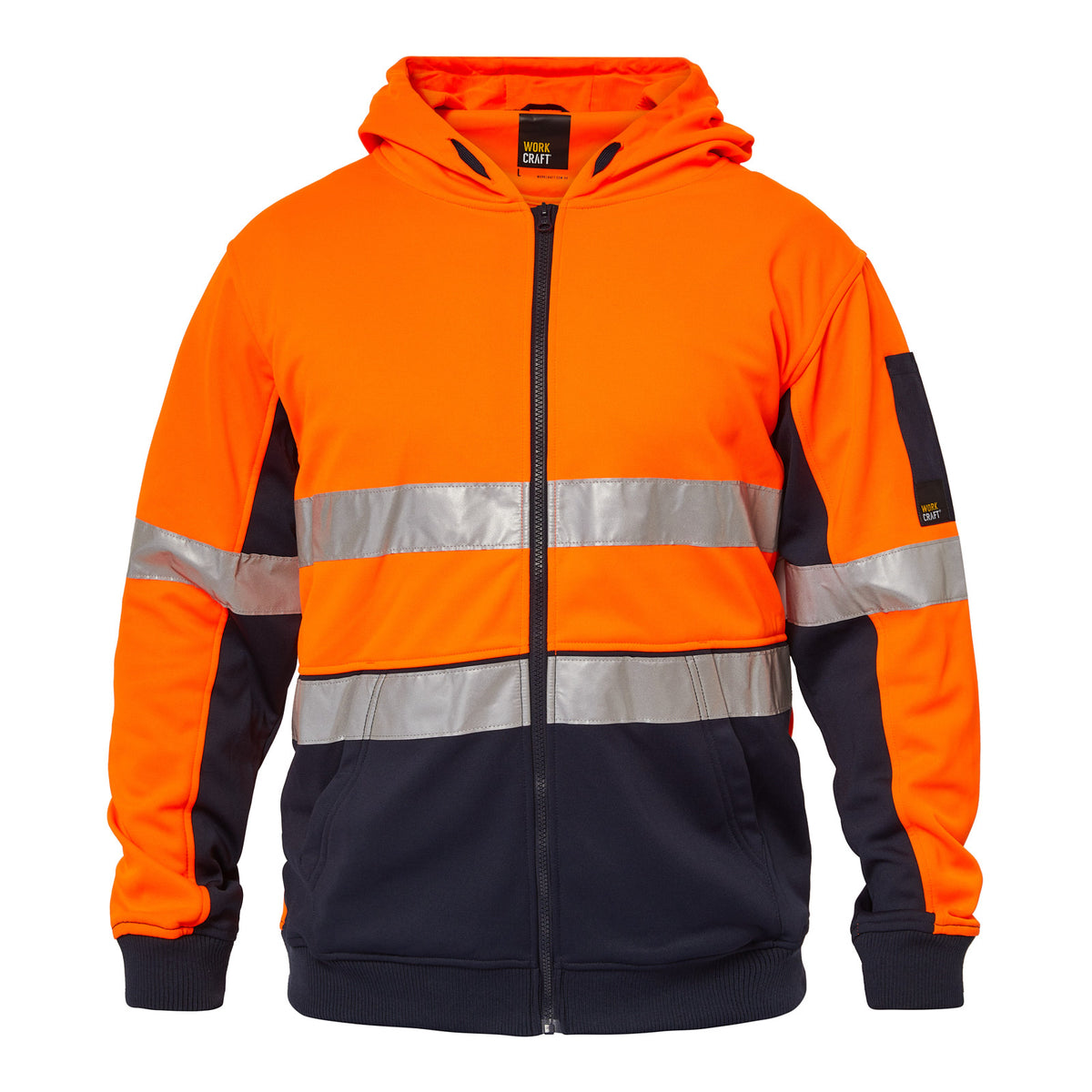 Workcraft WT8011 Hi Vis Hoodie in Orange/Navy