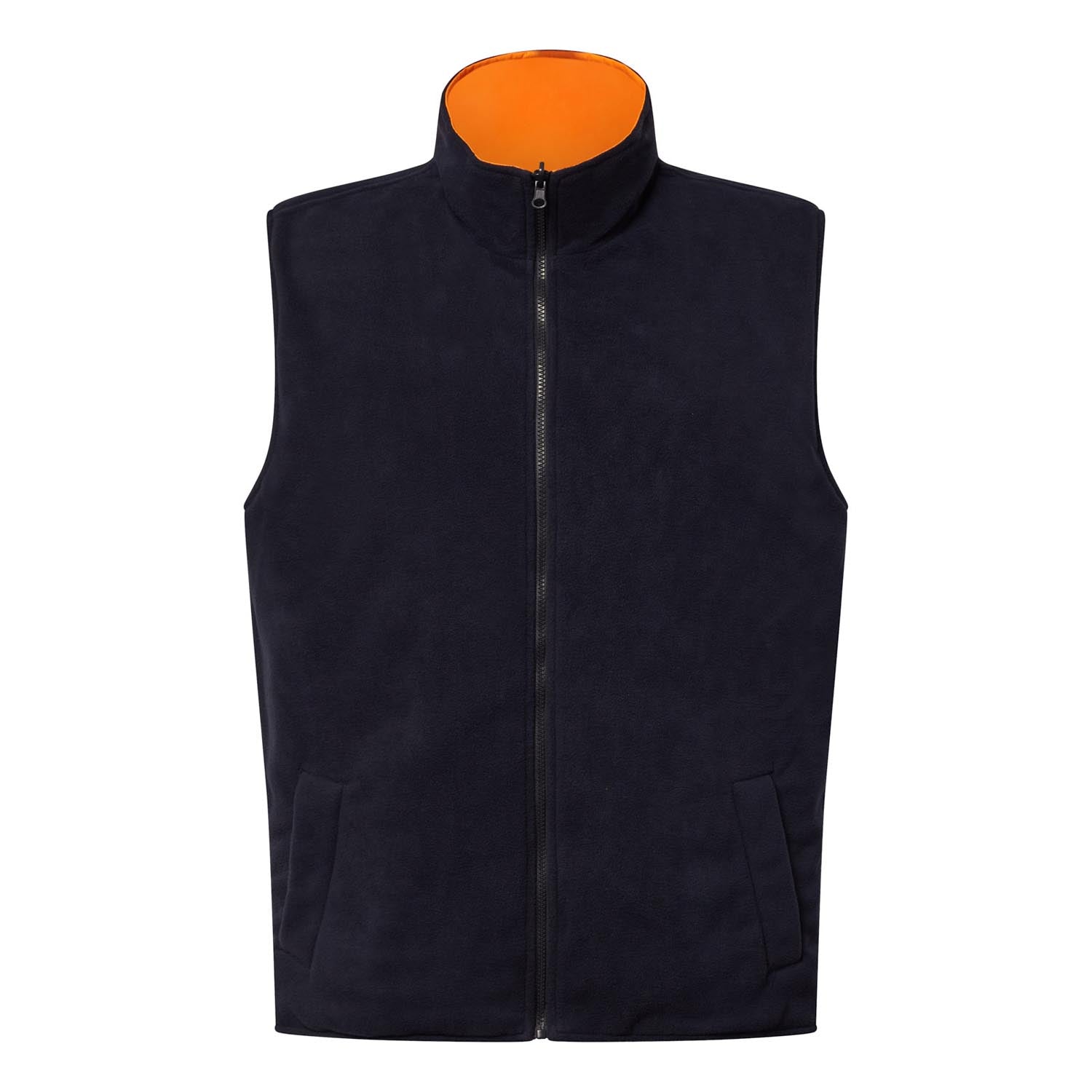 Workcraft WW9023 Hi Vis Reversible Fleece Reflective Vest in Orange/Navy