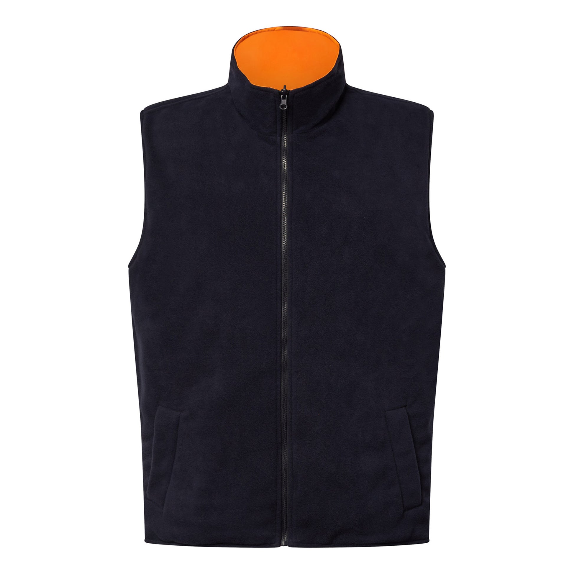 Workcraft WW9029 NSW Rail Hi Vis Reversible Fleece Reflective Vest With X-Pattern Tape in Safety Orange