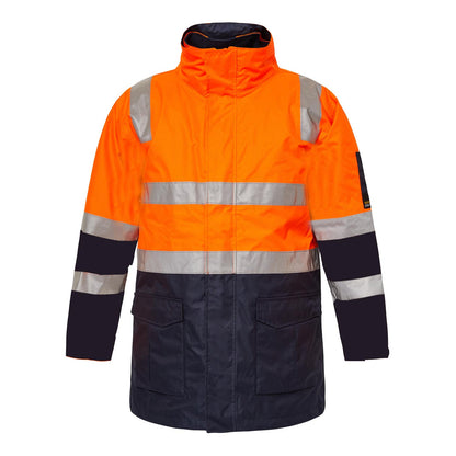 Workcraft WW9032 Hi Vis 6 In 1 Two Tone Reflective Jacket With Removable Sleeves in Orange/Navy