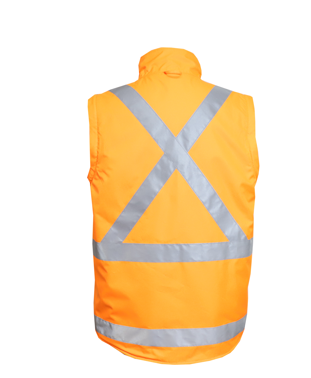 Workcraft WW9038 Hi Vis 6 In 1 NSW Rail X-Tape Jacket With Removable Sleeves in Safety Orange