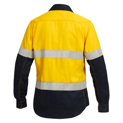 King Gee Y04050 Women's ShieldTec FR Hi Vis 2Tone Open Front Taped Shirt PPE2